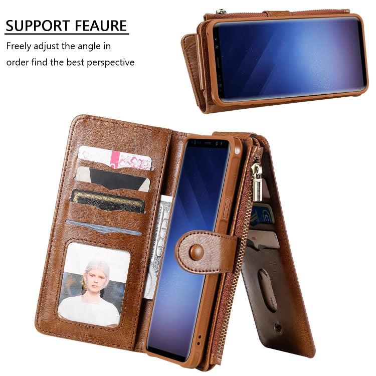 For Galaxy S9+ Multifunctional Retro Detachable Magnetic Horizontal Flip Leather Case with Card Slots & Holder & Wallet & Photo Frame(Brown) - Galaxy Phone Cases by buy2fix | Online Shopping UK | buy2fix