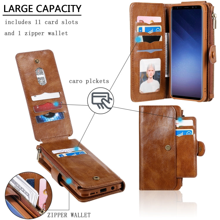 For Galaxy S9+ Multifunctional Retro Detachable Magnetic Horizontal Flip Leather Case with Card Slots & Holder & Wallet & Photo Frame(Brown) - Galaxy Phone Cases by buy2fix | Online Shopping UK | buy2fix