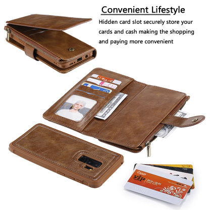For Galaxy S9+ Multifunctional Retro Detachable Magnetic Horizontal Flip Leather Case with Card Slots & Holder & Wallet & Photo Frame(Brown) - Galaxy Phone Cases by buy2fix | Online Shopping UK | buy2fix