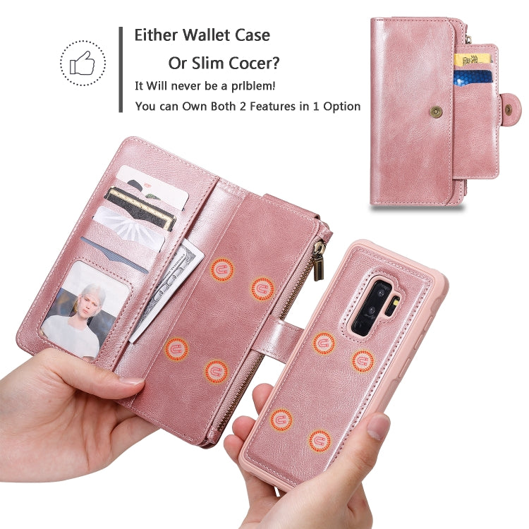 For Galaxy S9+ Multifunctional Retro Detachable Magnetic Horizontal Flip Leather Case with Card Slots & Holder & Wallet & Photo Frame(Rose Gold) - Galaxy Phone Cases by buy2fix | Online Shopping UK | buy2fix