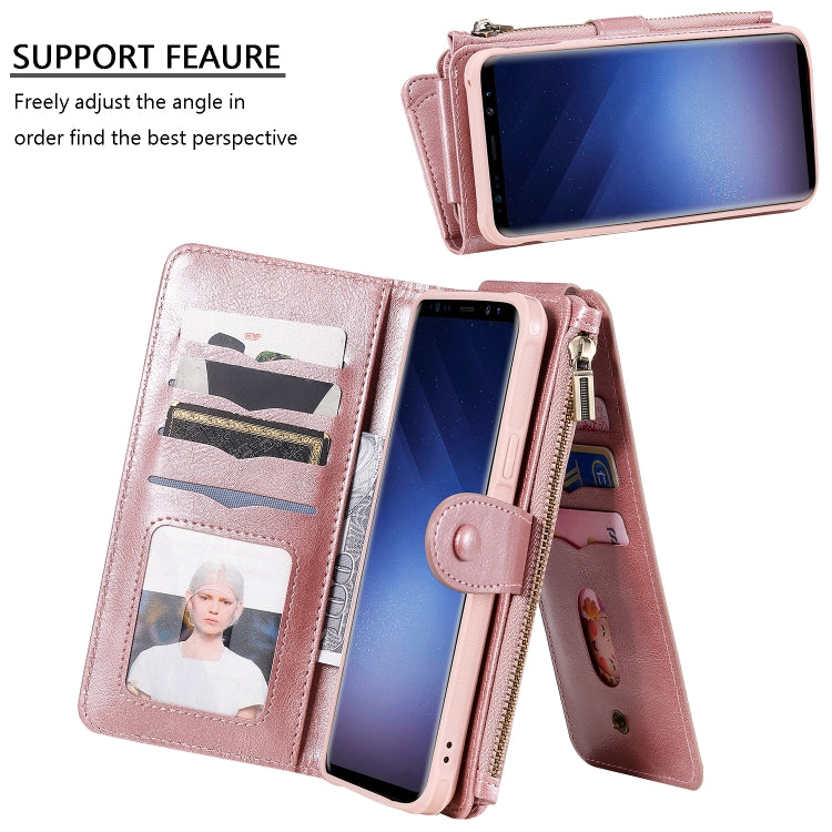 For Galaxy S9+ Multifunctional Retro Detachable Magnetic Horizontal Flip Leather Case with Card Slots & Holder & Wallet & Photo Frame(Rose Gold) - Galaxy Phone Cases by buy2fix | Online Shopping UK | buy2fix
