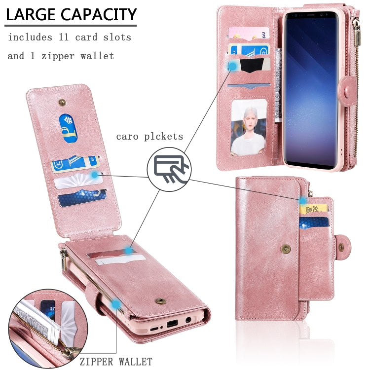 For Galaxy S9+ Multifunctional Retro Detachable Magnetic Horizontal Flip Leather Case with Card Slots & Holder & Wallet & Photo Frame(Rose Gold) - Galaxy Phone Cases by buy2fix | Online Shopping UK | buy2fix