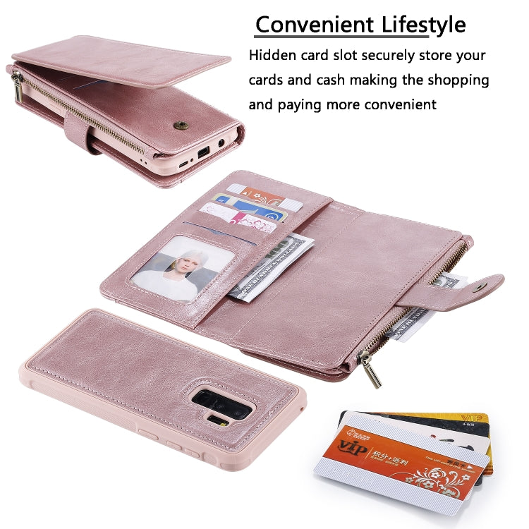 For Galaxy S9+ Multifunctional Retro Detachable Magnetic Horizontal Flip Leather Case with Card Slots & Holder & Wallet & Photo Frame(Rose Gold) - Galaxy Phone Cases by buy2fix | Online Shopping UK | buy2fix
