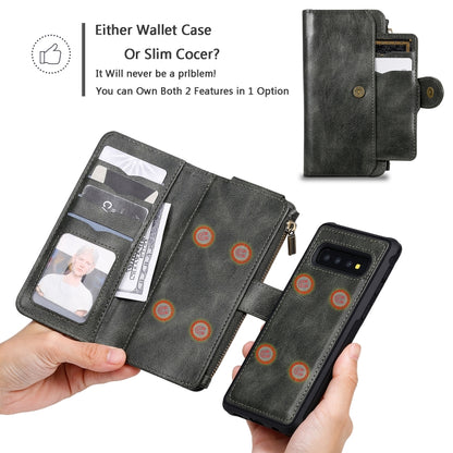 For Galaxy S10 Multifunctional Retro Detachable Magnetic Horizontal Flip Leather Case with Card Slots & Holder & Wallet & Photo Frame(Dark Green) - Galaxy Phone Cases by buy2fix | Online Shopping UK | buy2fix