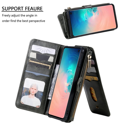For Galaxy S10 Multifunctional Retro Detachable Magnetic Horizontal Flip Leather Case with Card Slots & Holder & Wallet & Photo Frame(Dark Green) - Galaxy Phone Cases by buy2fix | Online Shopping UK | buy2fix