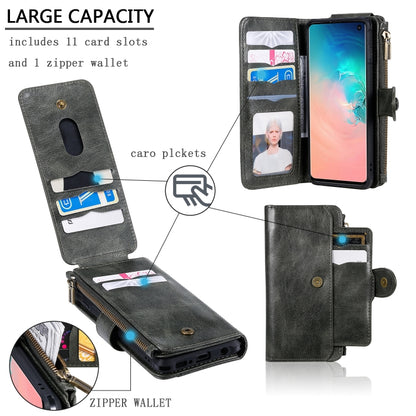For Galaxy S10 Multifunctional Retro Detachable Magnetic Horizontal Flip Leather Case with Card Slots & Holder & Wallet & Photo Frame(Dark Green) - Galaxy Phone Cases by buy2fix | Online Shopping UK | buy2fix