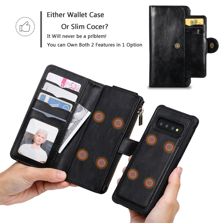For Galaxy S10 Multifunctional Retro Detachable Magnetic Horizontal Flip Leather Case with Card Slots & Holder & Wallet & Photo Frame(Black) - Galaxy Phone Cases by buy2fix | Online Shopping UK | buy2fix