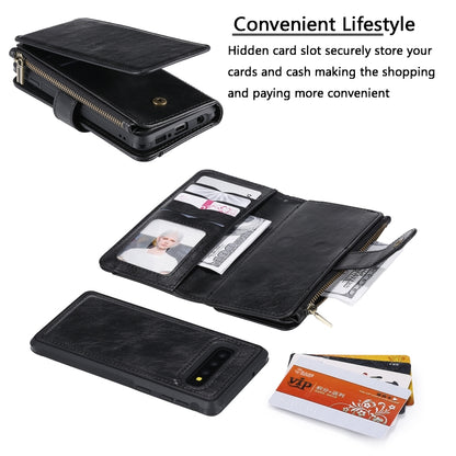 For Galaxy S10 Multifunctional Retro Detachable Magnetic Horizontal Flip Leather Case with Card Slots & Holder & Wallet & Photo Frame(Black) - Galaxy Phone Cases by buy2fix | Online Shopping UK | buy2fix