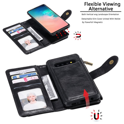 For Galaxy S10 Multifunctional Retro Detachable Magnetic Horizontal Flip Leather Case with Card Slots & Holder & Wallet & Photo Frame(Black) - Galaxy Phone Cases by buy2fix | Online Shopping UK | buy2fix