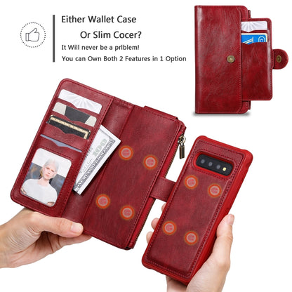 For Galaxy S10 Multifunctional Retro Detachable Magnetic Horizontal Flip Leather Case with Card Slots & Holder & Wallet & Photo Frame(Red) - Galaxy Phone Cases by buy2fix | Online Shopping UK | buy2fix