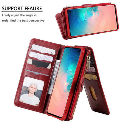 For Galaxy S10 Multifunctional Retro Detachable Magnetic Horizontal Flip Leather Case with Card Slots & Holder & Wallet & Photo Frame(Red) - Galaxy Phone Cases by buy2fix | Online Shopping UK | buy2fix