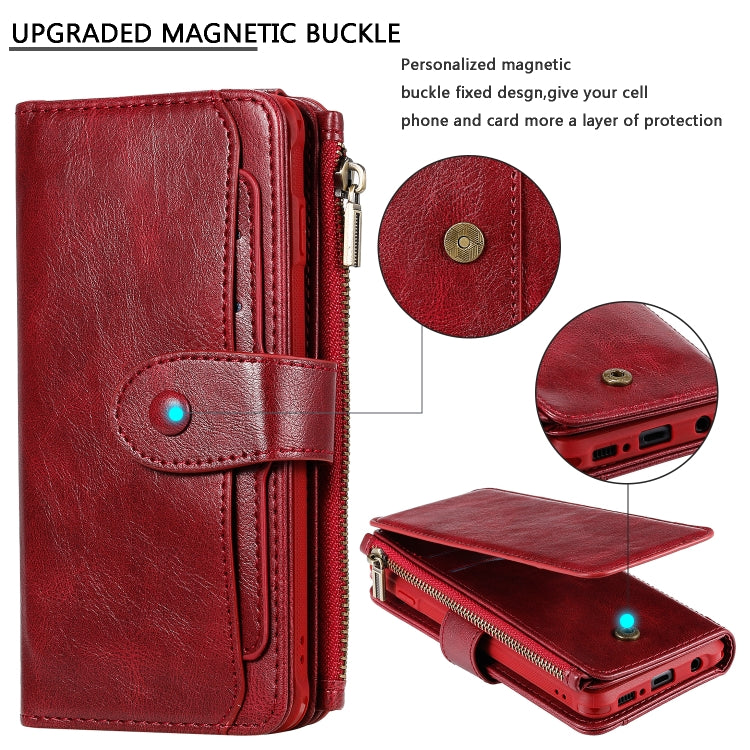 For Galaxy S10 Multifunctional Retro Detachable Magnetic Horizontal Flip Leather Case with Card Slots & Holder & Wallet & Photo Frame(Red) - Galaxy Phone Cases by buy2fix | Online Shopping UK | buy2fix