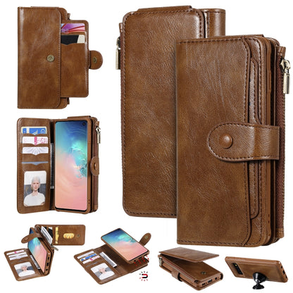 For Galaxy S10 Multifunctional Retro Detachable Magnetic Horizontal Flip Leather Case with Card Slots & Holder & Wallet & Photo Frame(Brown) - Galaxy Phone Cases by buy2fix | Online Shopping UK | buy2fix
