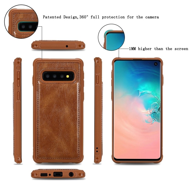 For Galaxy S10 Multifunctional Retro Detachable Magnetic Horizontal Flip Leather Case with Card Slots & Holder & Wallet & Photo Frame(Brown) - Galaxy Phone Cases by buy2fix | Online Shopping UK | buy2fix