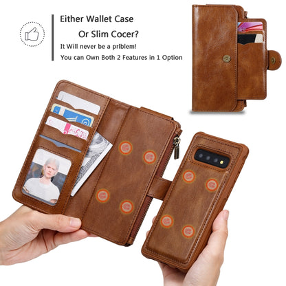 For Galaxy S10 Multifunctional Retro Detachable Magnetic Horizontal Flip Leather Case with Card Slots & Holder & Wallet & Photo Frame(Brown) - Galaxy Phone Cases by buy2fix | Online Shopping UK | buy2fix