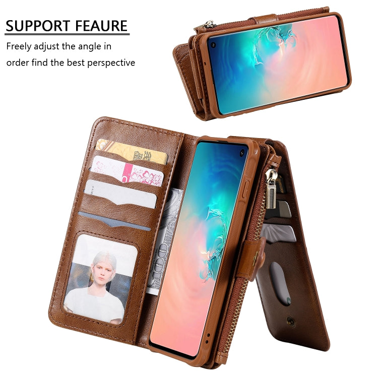 For Galaxy S10 Multifunctional Retro Detachable Magnetic Horizontal Flip Leather Case with Card Slots & Holder & Wallet & Photo Frame(Brown) - Galaxy Phone Cases by buy2fix | Online Shopping UK | buy2fix