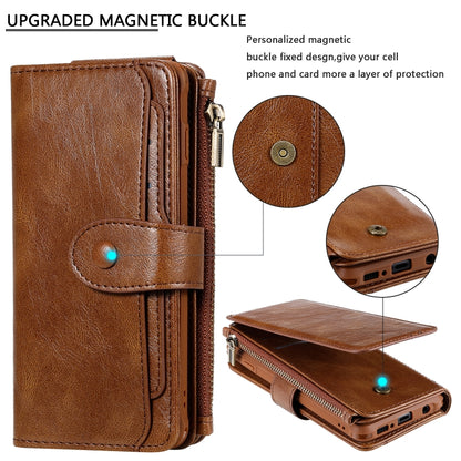 For Galaxy S10 Multifunctional Retro Detachable Magnetic Horizontal Flip Leather Case with Card Slots & Holder & Wallet & Photo Frame(Brown) - Galaxy Phone Cases by buy2fix | Online Shopping UK | buy2fix