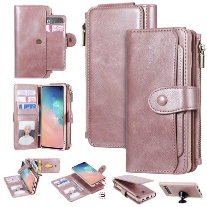 For Galaxy S10 Multifunctional Retro Detachable Magnetic Horizontal Flip Leather Case with Card Slots & Holder & Wallet & Photo Frame(Rose Gold) - Galaxy Phone Cases by buy2fix | Online Shopping UK | buy2fix