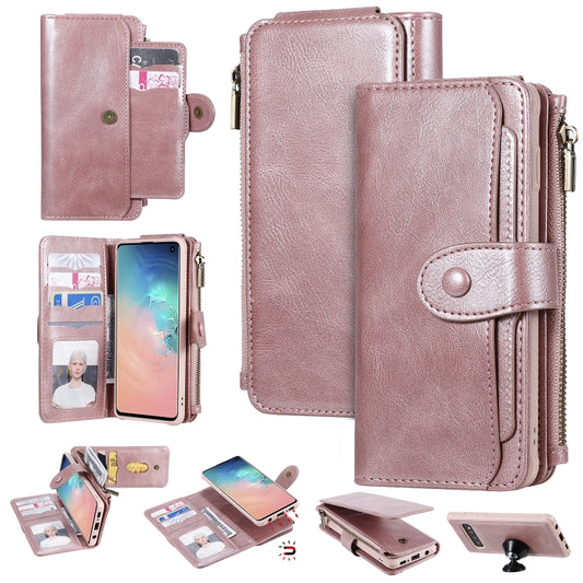 For Galaxy S10 Multifunctional Retro Detachable Magnetic Horizontal Flip Leather Case with Card Slots & Holder & Wallet & Photo Frame(Rose Gold) - Galaxy Phone Cases by buy2fix | Online Shopping UK | buy2fix