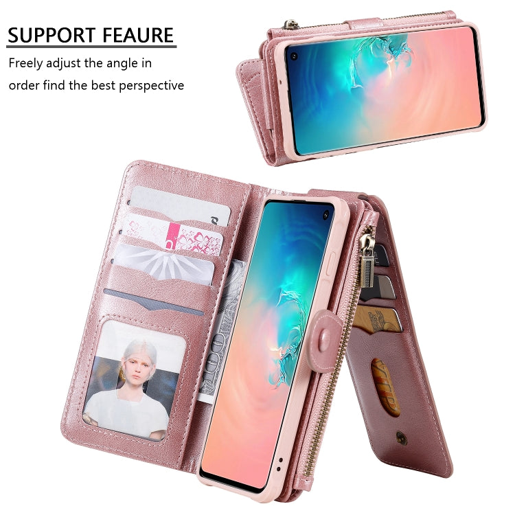 For Galaxy S10 Multifunctional Retro Detachable Magnetic Horizontal Flip Leather Case with Card Slots & Holder & Wallet & Photo Frame(Rose Gold) - Galaxy Phone Cases by buy2fix | Online Shopping UK | buy2fix