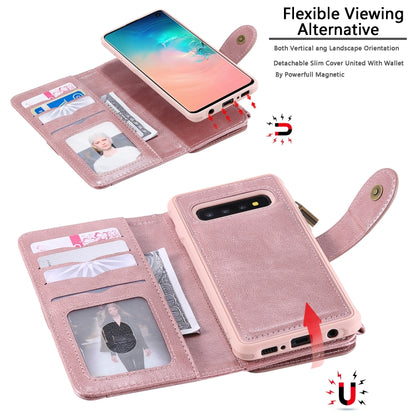 For Galaxy S10 Multifunctional Retro Detachable Magnetic Horizontal Flip Leather Case with Card Slots & Holder & Wallet & Photo Frame(Rose Gold) - Galaxy Phone Cases by buy2fix | Online Shopping UK | buy2fix