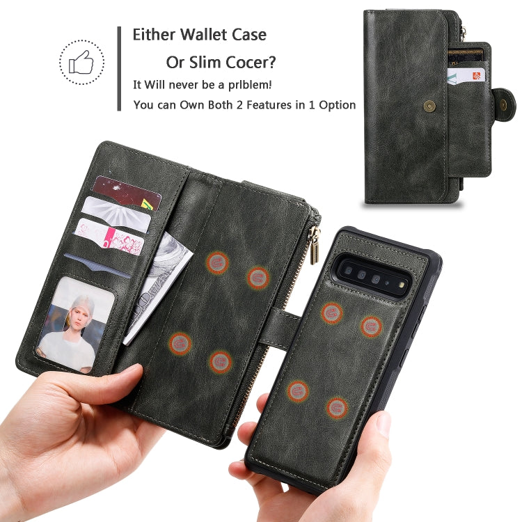 For Galaxy S10 5G Multifunctional Retro Detachable Magnetic Horizontal Flip Leather Case with Card Slots & Holder & Wallet & Photo Frame(Dark Green) - Galaxy Phone Cases by buy2fix | Online Shopping UK | buy2fix