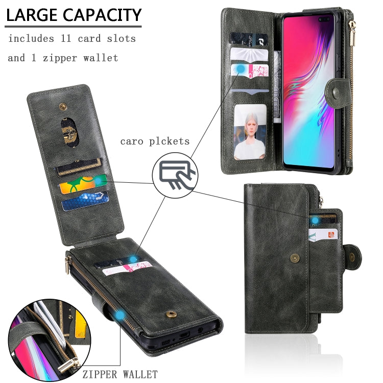 For Galaxy S10 5G Multifunctional Retro Detachable Magnetic Horizontal Flip Leather Case with Card Slots & Holder & Wallet & Photo Frame(Dark Green) - Galaxy Phone Cases by buy2fix | Online Shopping UK | buy2fix