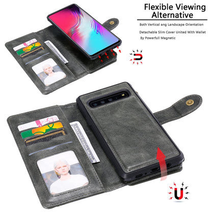 For Galaxy S10 5G Multifunctional Retro Detachable Magnetic Horizontal Flip Leather Case with Card Slots & Holder & Wallet & Photo Frame(Dark Green) - Galaxy Phone Cases by buy2fix | Online Shopping UK | buy2fix