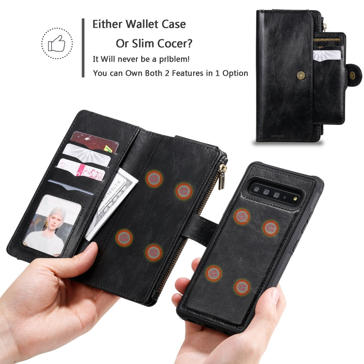 For Galaxy S10 5G Multifunctional Retro Detachable Magnetic Horizontal Flip Leather Case with Card Slots & Holder & Wallet & Photo Frame(Black) - Galaxy Phone Cases by buy2fix | Online Shopping UK | buy2fix