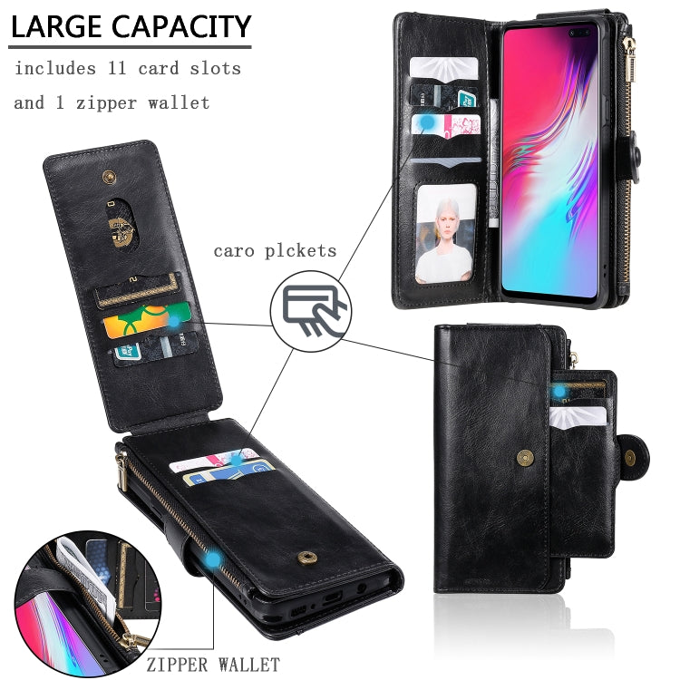 For Galaxy S10 5G Multifunctional Retro Detachable Magnetic Horizontal Flip Leather Case with Card Slots & Holder & Wallet & Photo Frame(Black) - Galaxy Phone Cases by buy2fix | Online Shopping UK | buy2fix