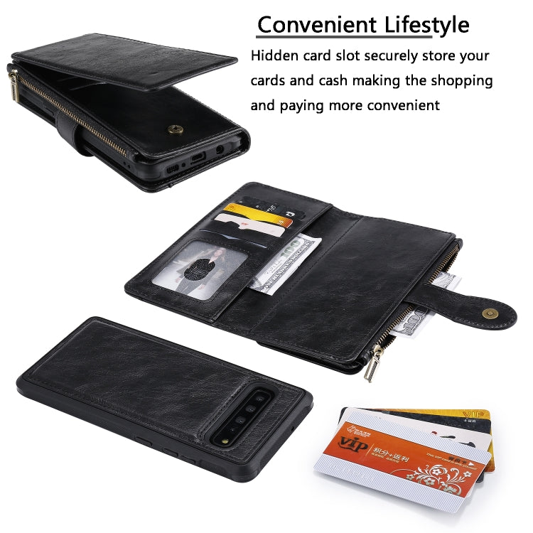 For Galaxy S10 5G Multifunctional Retro Detachable Magnetic Horizontal Flip Leather Case with Card Slots & Holder & Wallet & Photo Frame(Black) - Galaxy Phone Cases by buy2fix | Online Shopping UK | buy2fix