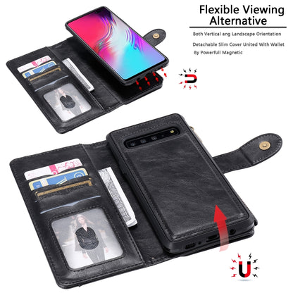 For Galaxy S10 5G Multifunctional Retro Detachable Magnetic Horizontal Flip Leather Case with Card Slots & Holder & Wallet & Photo Frame(Black) - Galaxy Phone Cases by buy2fix | Online Shopping UK | buy2fix