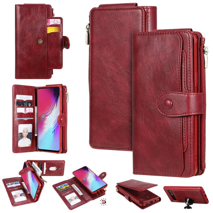 For Galaxy S10 5G Multifunctional Retro Detachable Magnetic Horizontal Flip Leather Case with Card Slots & Holder & Wallet & Photo Frame(Red) - Galaxy Phone Cases by buy2fix | Online Shopping UK | buy2fix