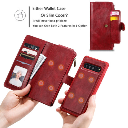 For Galaxy S10 5G Multifunctional Retro Detachable Magnetic Horizontal Flip Leather Case with Card Slots & Holder & Wallet & Photo Frame(Red) - Galaxy Phone Cases by buy2fix | Online Shopping UK | buy2fix