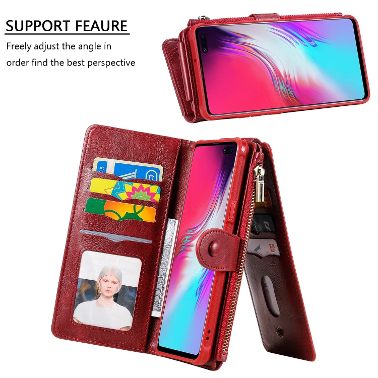 For Galaxy S10 5G Multifunctional Retro Detachable Magnetic Horizontal Flip Leather Case with Card Slots & Holder & Wallet & Photo Frame(Red) - Galaxy Phone Cases by buy2fix | Online Shopping UK | buy2fix
