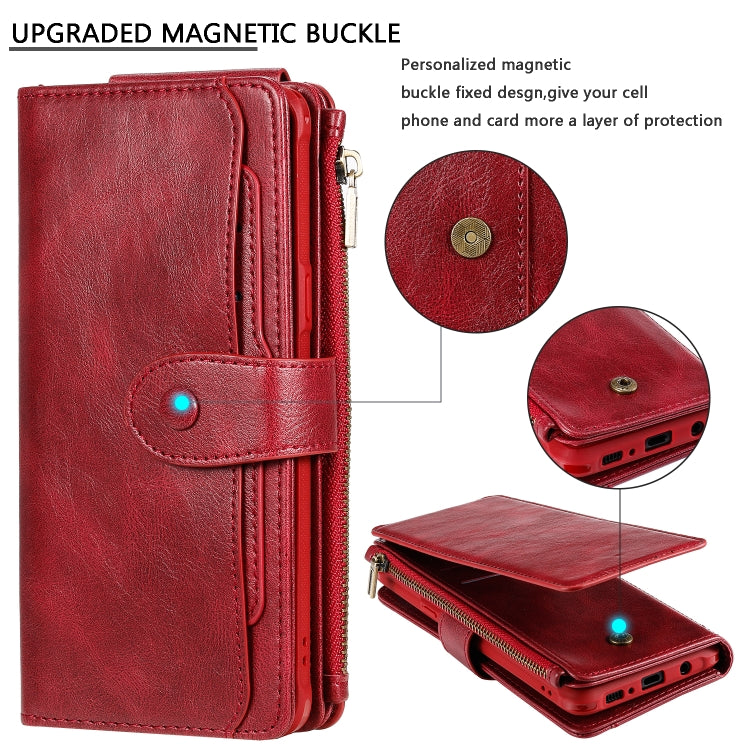 For Galaxy S10 5G Multifunctional Retro Detachable Magnetic Horizontal Flip Leather Case with Card Slots & Holder & Wallet & Photo Frame(Red) - Galaxy Phone Cases by buy2fix | Online Shopping UK | buy2fix