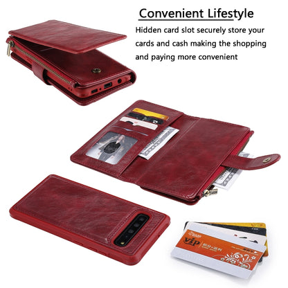 For Galaxy S10 5G Multifunctional Retro Detachable Magnetic Horizontal Flip Leather Case with Card Slots & Holder & Wallet & Photo Frame(Red) - Galaxy Phone Cases by buy2fix | Online Shopping UK | buy2fix