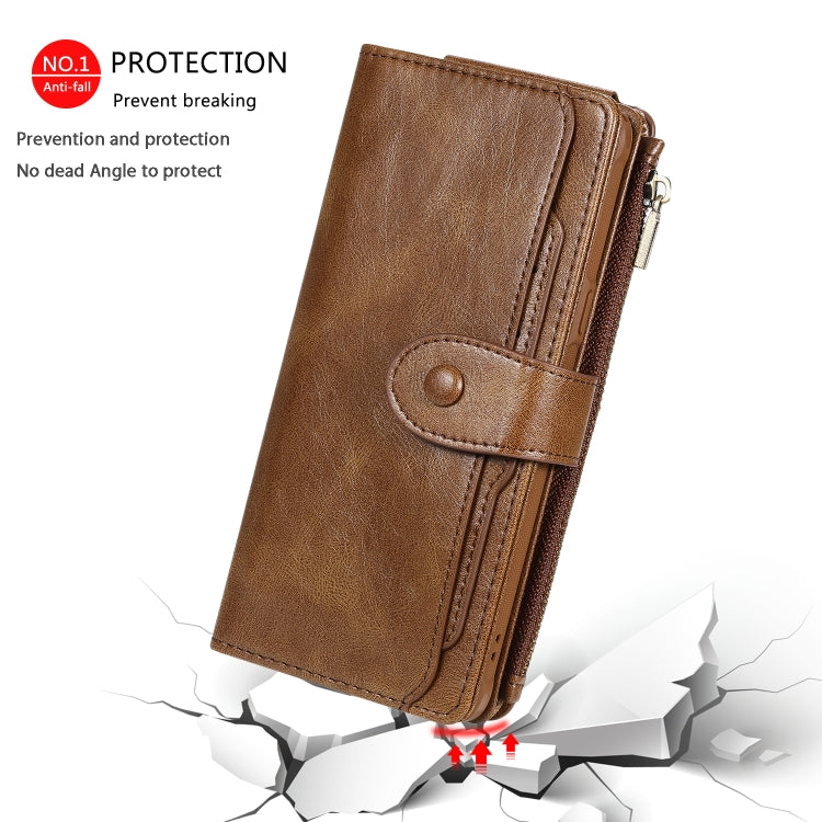 For Galaxy S10 5G Multifunctional Retro Detachable Magnetic Horizontal Flip Leather Case with Card Slots & Holder & Wallet & Photo Frame(Brown) - Galaxy Phone Cases by buy2fix | Online Shopping UK | buy2fix