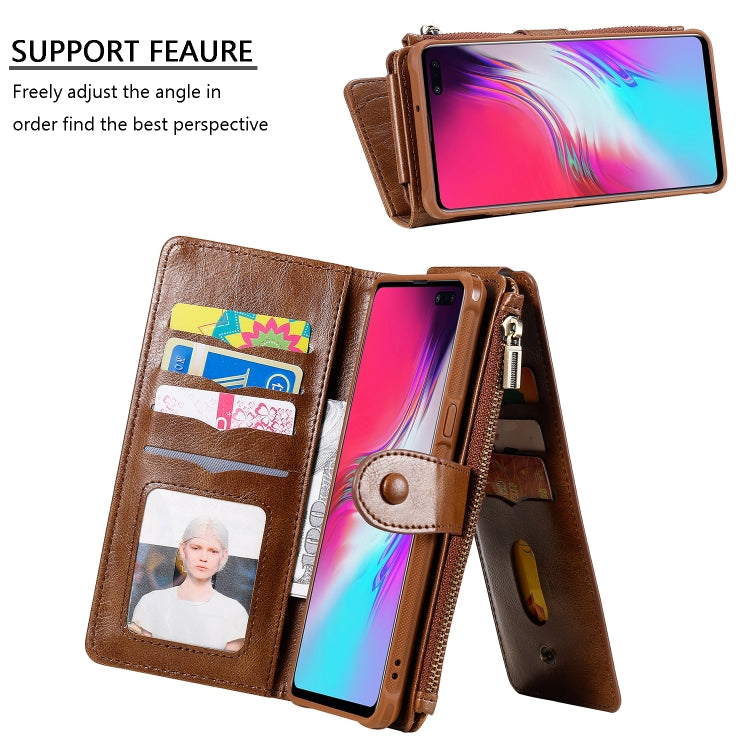 For Galaxy S10 5G Multifunctional Retro Detachable Magnetic Horizontal Flip Leather Case with Card Slots & Holder & Wallet & Photo Frame(Brown) - Galaxy Phone Cases by buy2fix | Online Shopping UK | buy2fix
