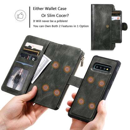 For Galaxy S10+ Multifunctional Retro Detachable Magnetic Horizontal Flip Leather Case with Card Slots & Holder & Wallet & Photo Frame(Dark Green) - Galaxy Phone Cases by buy2fix | Online Shopping UK | buy2fix