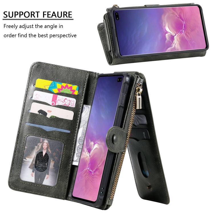 For Galaxy S10+ Multifunctional Retro Detachable Magnetic Horizontal Flip Leather Case with Card Slots & Holder & Wallet & Photo Frame(Dark Green) - Galaxy Phone Cases by buy2fix | Online Shopping UK | buy2fix