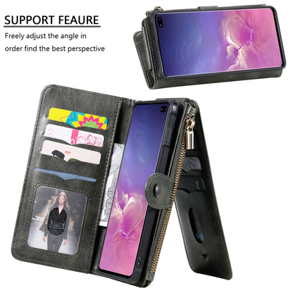 For Galaxy S10+ Multifunctional Retro Detachable Magnetic Horizontal Flip Leather Case with Card Slots & Holder & Wallet & Photo Frame(Dark Green) - Galaxy Phone Cases by buy2fix | Online Shopping UK | buy2fix