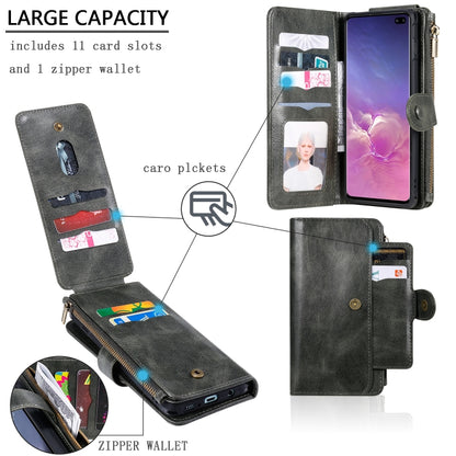 For Galaxy S10+ Multifunctional Retro Detachable Magnetic Horizontal Flip Leather Case with Card Slots & Holder & Wallet & Photo Frame(Dark Green) - Galaxy Phone Cases by buy2fix | Online Shopping UK | buy2fix