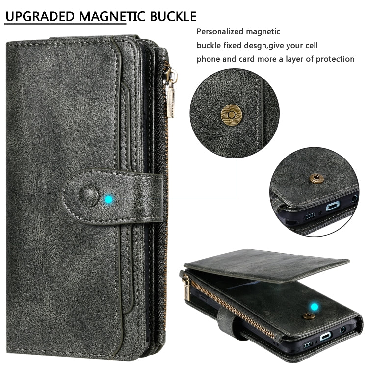 For Galaxy S10+ Multifunctional Retro Detachable Magnetic Horizontal Flip Leather Case with Card Slots & Holder & Wallet & Photo Frame(Dark Green) - Galaxy Phone Cases by buy2fix | Online Shopping UK | buy2fix