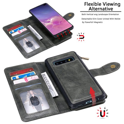 For Galaxy S10+ Multifunctional Retro Detachable Magnetic Horizontal Flip Leather Case with Card Slots & Holder & Wallet & Photo Frame(Dark Green) - Galaxy Phone Cases by buy2fix | Online Shopping UK | buy2fix
