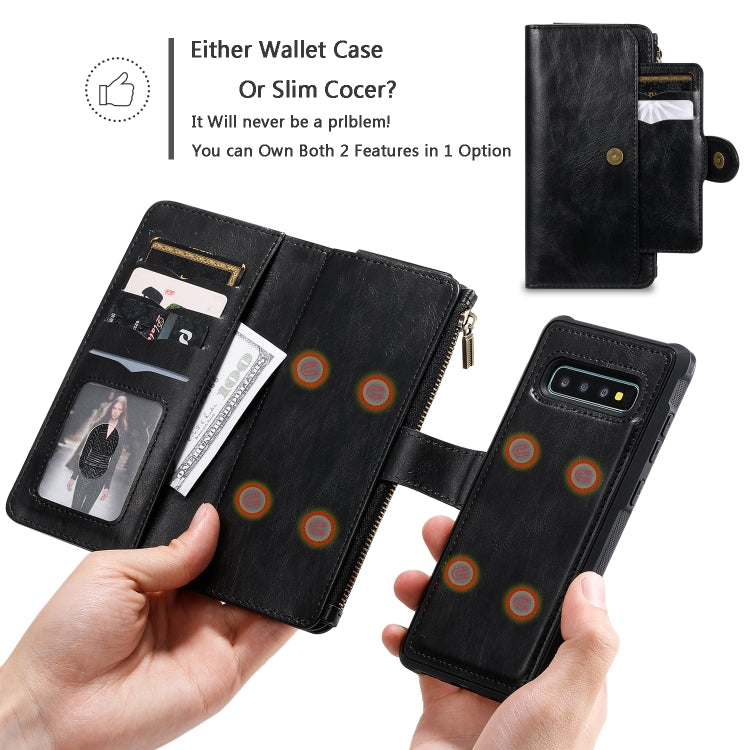 For Galaxy S10+ Multifunctional Retro Detachable Magnetic Horizontal Flip Leather Case with Card Slots & Holder & Wallet & Photo Frame(Black) - Galaxy Phone Cases by buy2fix | Online Shopping UK | buy2fix