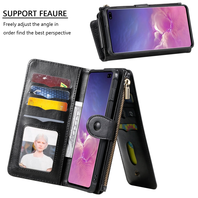 For Galaxy S10+ Multifunctional Retro Detachable Magnetic Horizontal Flip Leather Case with Card Slots & Holder & Wallet & Photo Frame(Black) - Galaxy Phone Cases by buy2fix | Online Shopping UK | buy2fix