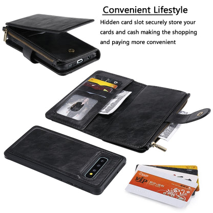 For Galaxy S10+ Multifunctional Retro Detachable Magnetic Horizontal Flip Leather Case with Card Slots & Holder & Wallet & Photo Frame(Black) - Galaxy Phone Cases by buy2fix | Online Shopping UK | buy2fix