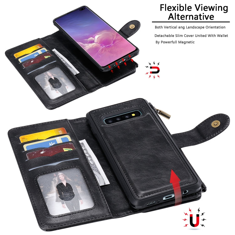 For Galaxy S10+ Multifunctional Retro Detachable Magnetic Horizontal Flip Leather Case with Card Slots & Holder & Wallet & Photo Frame(Black) - Galaxy Phone Cases by buy2fix | Online Shopping UK | buy2fix