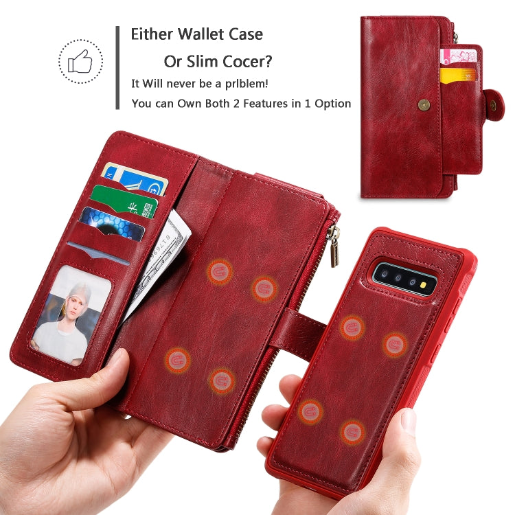 For Galaxy S10+ Multifunctional Retro Detachable Magnetic Horizontal Flip Leather Case with Card Slots & Holder & Wallet & Photo Frame(Red) - Galaxy Phone Cases by buy2fix | Online Shopping UK | buy2fix